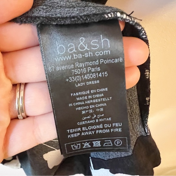 ba&sh Black Floral V-neck Crepe Lady Dress Mini Length Size Medium Flowy - Picture 7 of 11